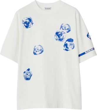 Burberry Rose Print Cotton Jersey T-Shirt, Size XX-Small