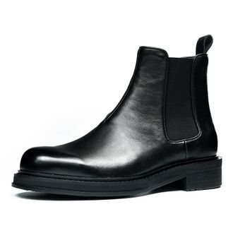 Generic Mens Chelsea Boots Genuine Leather Slip-On Ankle Boots for Men Classic Pull-On Dress Boots Comfortable Pigskin Lining Anti-Slip Rubber Sole Casual Bus