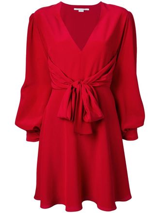 Stella McCartney tie waist dress - women - Silk - 38 - Red