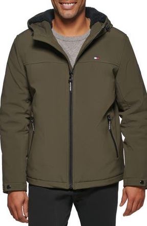 Tommy Hilfiger Faux Shearling Lined Hooded Jacket in Olive at Nordstrom Rack, Size X-Large