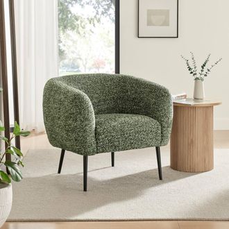 Furniturebox Veda Fabric Accent Tub Chair in Green