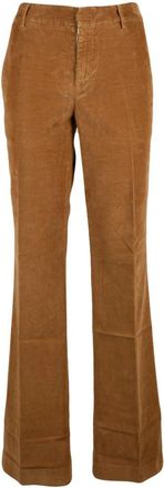 Dondup Wijde broek in corduroy - Dames - Wijde Broeken - Bruin - S - Katoen - Broeken