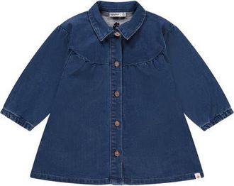 Babyface Long Sleeve Denim Dress in Medium Blue at Nordstrom, Size 18M