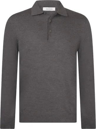 Gran Sasso Polo de Manga Larga Extrafine Merino - Knitwear - Hombre - Gris - 2XL