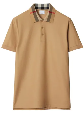 Burberry Check Collar Cotton Polo Shirt