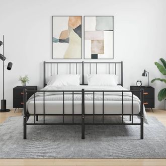vidaXL Vidaxl - Mesitas De Noche 2 Uds Madera Ingenier&iacute;a Negro 40x35x47,5 Cm
