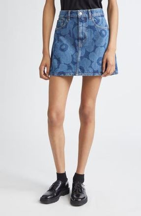 Marimekko Maridenim Ruudut Unikko Denim Miniskirt in Mid Indigo at Nordstrom Rack, Size 6 Us / 36 Eu
