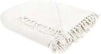 Beliani Beliani - Modern Blanket Hand Woven Throw with Tassels Sofa Bed 220 x 240 cm Off-white Chaohani