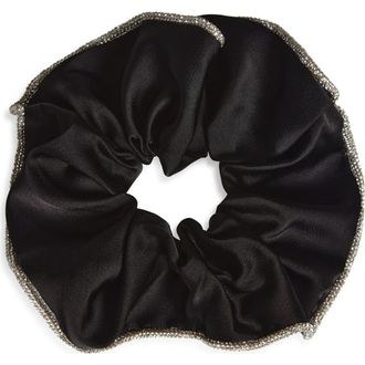 Tasha Crystal Embellished Velvet Scrunchie in Black at Nordstrom