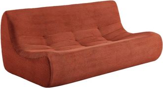 Sweeek Sof&aacute; envasado al vac&iacute;o de terciopelo de pana, 3 plazas, terracota