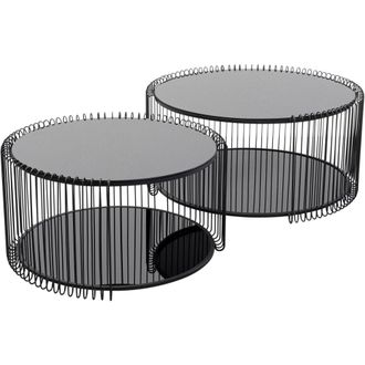 Kare Design 2 mesas de centro wire double con tapa de cristal