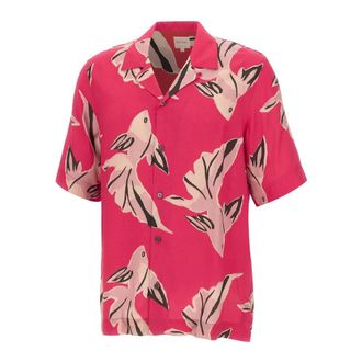 Paul Smith Short Sleeve Shirts, male, Pink, Size: S Fish Print Shirt