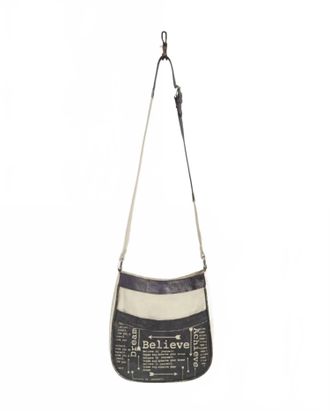 Mona B Womens Believe Achieve Crossbody Bag In White/black