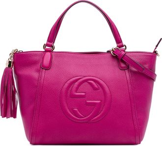 Gucci Pre-owned Womens Soho Embossed Leather Tote Bag - Fuschia - One Size