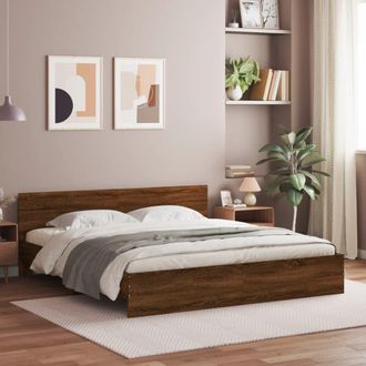 vidaXL Estructura De Cama Con Cabecero Marr&oacute;n Roble 200x200 Cm Vidaxl