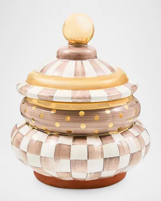 MacKenzie-Childs Check Ceramic Groovy Storage Container