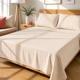 KASANOVA Completo letto matrimoniale righe beige