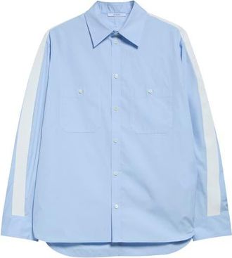 Givenchy Couture Seam Side Stripe Button-Up Shirt in Light Blue at Nordstrom, Size X-Large