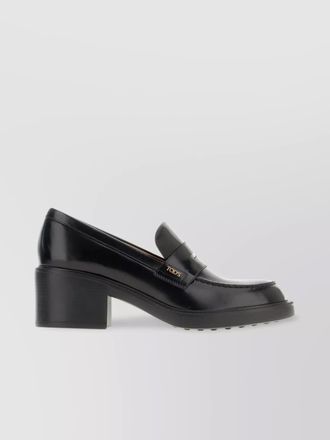 Tod's leather high heel loafers