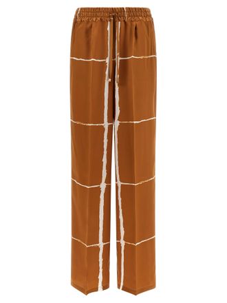Kiton Brown Silk Casual Womens Pants