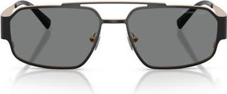 Michael Kors Cape Town 58mm Rectangular Sunglasses in Black Matte /Dark Grey Mono at Nordstrom