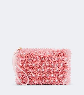 Valentino Garavani Floral-appliqu&eacute; satin pouch