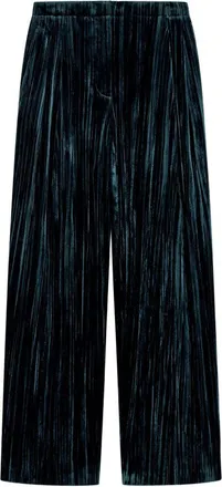 Emporio Armani Velvet Pliss&eacute; Trousers - Teal Green