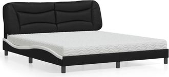 vidaXL Vidaxl - Cama Con Colch&oacute;n Cuero Sint&eacute;tico Negro Y Blanco 180x200 Cm