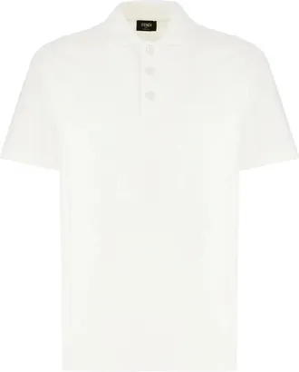 Fendi Tops, Heren, Wit, S, Katoen, FF Piqu&eacute; Polo