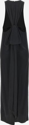 Saint Laurent Womens Viscose Blend Long Dress Black Acetate