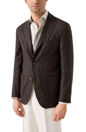 Eton Wool & Silk Soft Jacket in Medium Brown at Nordstrom, Size 38 Us