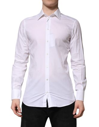 Dolce & Gabbana White GOLD Long Sleeves Dress Formal Mens Shirt
