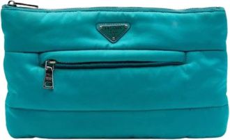 Prada Pre-owned Vintage Nylon Clutch - Dames - Vintage Clutch - Blauw - ONE Size - Nylon - Vintage