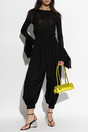 Alaia Top With Decorative Sleeves, Womens, Black