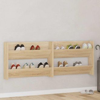 vidaXL Vidaxl - Zapateros De Pared 2 Uds Contrachapada Roble Sonoma 80x18x60 Cm