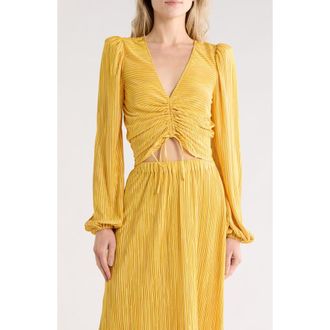 Ramy Brook Yolande Long Sleeve Ruched Top in Daisy Yellow Pleated at Nordstrom Rack, Size Xx-Small