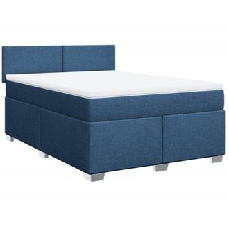 vidaXL Cama Box Spring Con Colch&oacute;n Tela Azul 140x200 Cm Vidaxl