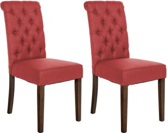 Clp Set De 2 Sillas De Comedor Lisburn En Tela O Terciopelo Rojo Tela