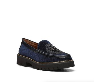 Donald J Pliner Womens Hope Loafers In Blue Navy