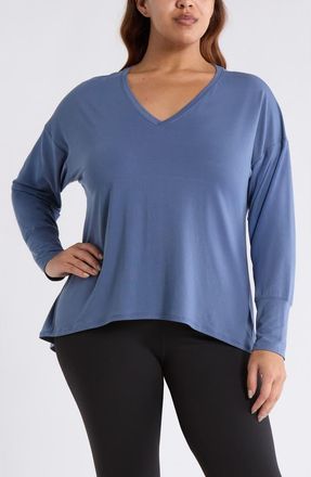 Zella Breathe Long Sleeve T-Shirt in Blue Vintage at Nordstrom, Size 2X