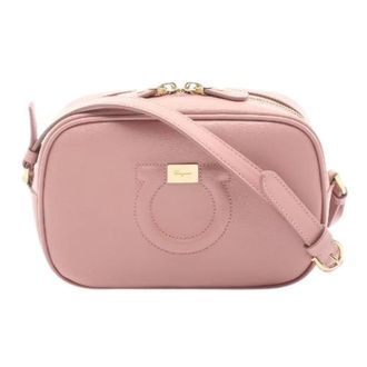 Ferragamo Pre-owned Gancio City leren schoudertas - Dames - Pre-owned - Roze - Maat: ONE Size Leer