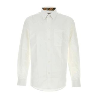 Burberry Formal Shirts, male, White, Size: S Knight Stamp And Check Shirt
