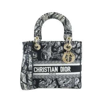 Dior Pre-owned Plan De Paris Lady D-Lite Medium Canvas Handbag - Dames - Pre-owned - Zwart - Maat: ONE Size