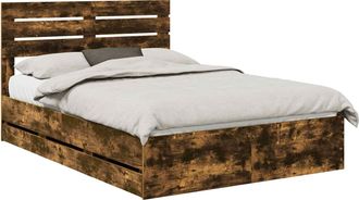 vidaXL Estructura De Cama Roble Ahumado 150 X 200 Cm Madera Ingenieril Vidaxl