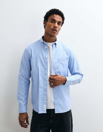 Arket camicia Oxford in cotone azzurro chiaro-Blu
