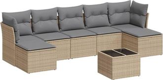 vidaXL Vidaxl - Juego De Sof&aacute;s De Jard&iacute;n Con Cojines Beige 8 Pzas Rat&aacute;n Pe