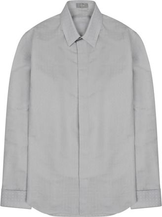 Dior Geborduurd overhemd met knopen - Heren - Casual Overhemden - Grijs - XL - Overhemden