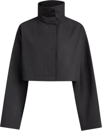 Alaia Jassen, Dames, Zwart, S, Leer, Cropped Jacket