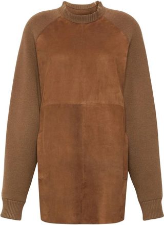 Max Mara Korte Jurk van Wol en Kasjmier - Dames - Korte kleedjes - Bruin - M - Wol - Kleedjes