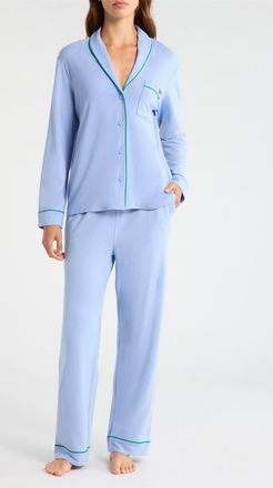 Lunya Slumberknit Pajamas in Bluebell Bloom/Spring Clover at Nordstrom, Size X-Small